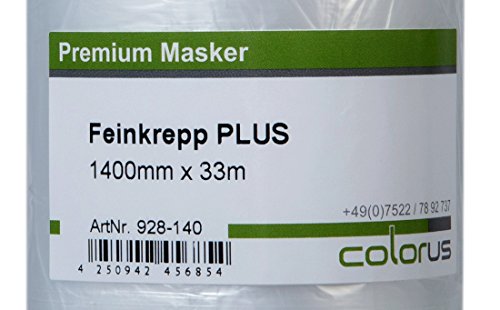 3 x Colorus Masker Tape PLUS Feinkrepp 140cm x 33m Cover Quick Abdeckfolie für den Inneneinsatz auf glatten und leicht rauen Untergründen - 3