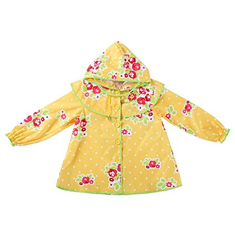 Korean Baby-Girls Princess Dress Raincoat Fashion Children Rainwear Yellow S