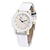 Modische Armbanduhr. Noopvan Damen-Armbanduhr X35 Quarzuhr mit Farbblock, Lederband, einzigartig, lässig, analog, Quarzuhrwerk, klassische Armbanduhr Antik one size fits all weiß