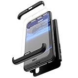 Uposao Compatible with Xiaomi Redmi Note 6 Pro Case Full Body Protection PC Hard Case Ultra-Thin Shockproof Front and Back Protective Cover + Tempered Glass Screen Protector,Black