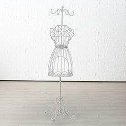 Home Collection Maison Rangement Organisation Penderie Manteau Mannequin Silhouette Femme en Fer Forgé Blanc H 151 cm