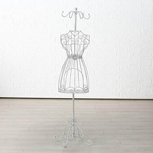 Home Collection Maison Rangement Organisation Penderie Manteau Mannequin Silhouette Femme en Fer Forgé Blanc H 151 cm