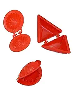 Naivete Plastic Dough Press Dumpling Samosa Modak Gujiya Pie Mould Maker Set of 3