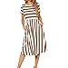 Produktbild Yallylunn Swing Midi-Kleid -Damen Kurzarm Gestreifte Drucktaschen LäSsig Wadenlang Sommerkleider Taille Gerader Rock Lose A-Linie O-Ausschnitt Mini Knielang Süß Party TäGlich Strand Polyester