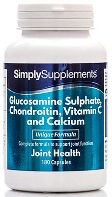 Glucosamina, Condroitina, Vitamina C y Calcio - 360 comprimidos (Dos frascos de 180) - Hasta 1 año de tratamiento - Favorece unas articulaciones sanas - SimplySupplements