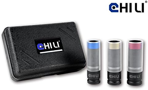 CHILI Tools 3 PC. Heavy Duty Wheel Protector Pro Impact Socket Set (With Plastic Sleeve Metric 6PT) Made In Taiwan