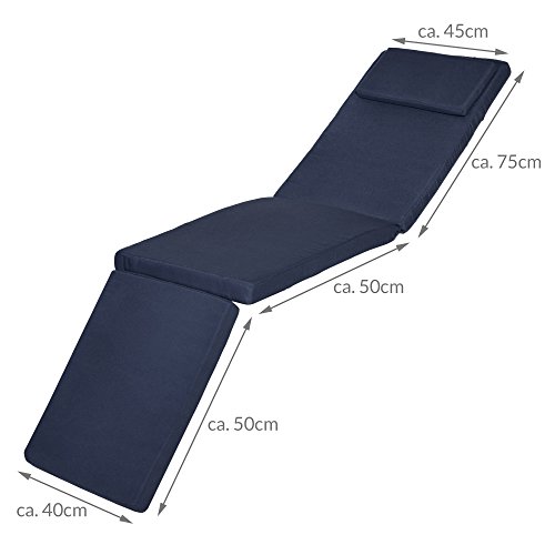 Beautissu Auflage für Deckchair LoftLux DC 175x45x5cm Luxus Polster-Auflage Liege-Stuhl - Bezug abnehmbar Dunkel-Blau - 