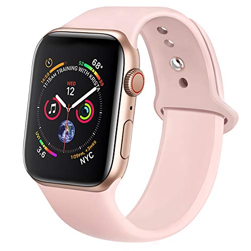 jwacct Correa Compatible con Watch 42mm 44mm, Sport Correa de Silicona Suave Compatible con Watch Series 4/3/2/1 S/M Rosa Arena