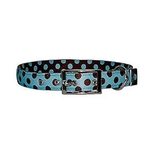 Yellow Dog Design Uptown Collar, Small, Blue Brown Polka