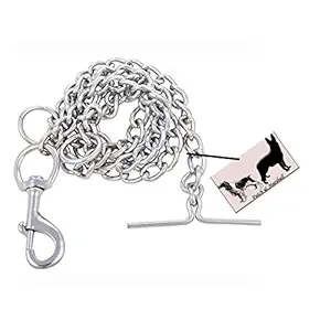 Patch & Marshall Dog Leash Heavy Duty Dog Chain with Hook (XX Large-Size, Grind no10) (L: 5 ft Thickness: .5 inch), Chrome Finished Steel , Silver