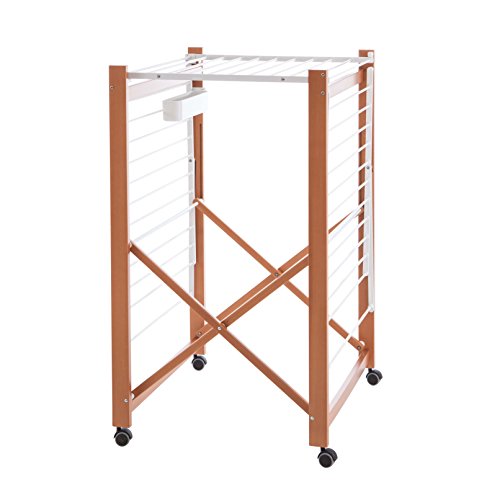 Arredamenti Italia AR_IT- 999 AIRONE Flügelwäscheständer ausziehbar klappbar, massives Buchenholz Farbe kirschrot 175 x 105 x 67 cm - 2