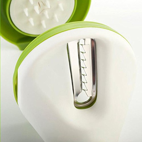 DOLDOA Spiralschneider Hand für Gemüsespaghetti kartoffel,Zucchini Möhren Reibe Spargelschäler Gurkenschäler Gurkenschneider Gemüseschneider, mit Drei Funktionen Klingen,Grün - 7