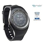 simvalley Mobile Smartwatch SIM: 2in1-Uhren-Handy & Smartwatch für iOS & Android, rundes Display (Smartwatches mit Bluetooth)