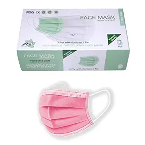 A S CARE: (Pack of 100 - Pink) 3 Ply Kids Size Disposable Face Mask with Dispenser Box, ISO, CE, GMP, FDA Certified, with Bacterial and Particle Filtration.