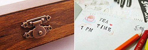Dosige Gummi-Stempel Englisch Alphabet Briefmarken Holzbox mit Buchstaben (Alphabet) Sonderzeichen Wood Stamps - 4