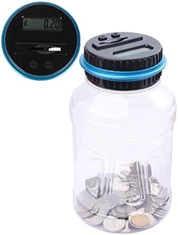 Caeser Archy Digital Money Box Counting Jar Automatic Counter Coin Bank LCD Display Plastic Coin Money Saving Box For Kids Adult 2.5L Transparent Pound