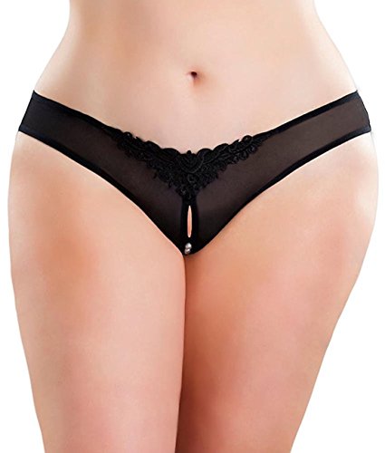 Bomshel Women Crotchless Lingerie Pearl Bead Underwear G-string Thong (Black) RS.299 (50.00% Off) - Amazon
