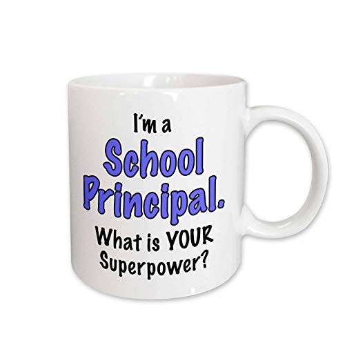 3dRose mug_193263_2 Im a School Principal What Is Your Superpower Blue Ceramic Mug, 15-Ounce
