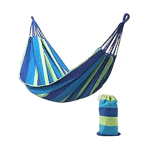 vyatirek Canvas Cotton Fabric Foldable Hammocks Camping Prevent Rollover Tree Hanging Swing Bed with Hardwood Spreader Bar Stick with Strong Rope Swing for Portable Beach Camping & Outdoor Activities