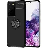 Aksesuarcim Samsung Galaxy S21 Ultra Kılıf Silikon Mıknatıs Y&uuml;z&uuml;kl&uuml; Standlı Kapak Rave Siyah