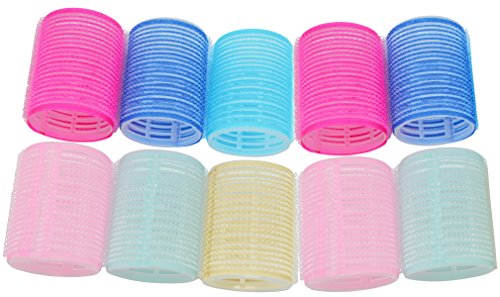 Meta-U 10pcs LARGE Velcro Cling Rollers Curlers Hair Style Salon DIY Pink 4.9cm DIA