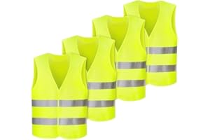 Anlising Chaleco Reflectante, 4PCS Chaleco de Seguridad, Chaleco Reflectante de Seguridad, Chaleco de Seguridad de Alta Visibilidad, Auto Chaleco De Seguridad, para Correr, Conductor, Limpiadores