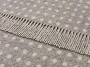 Bronte 100% Pure Lambs Wool Sofa Throw Blanket - Reversible Grey Spot