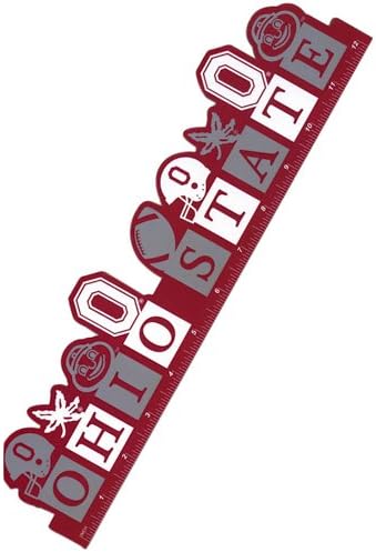 NCAA Ohio State Buckeyes Block Design Die Cut Ruler, 12",Scarlet