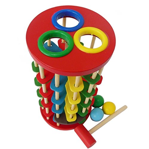 MagiDeal Hot Sale Infant Toy Educational Toy Wooden Multicolour Ball Ladder Toy Knock