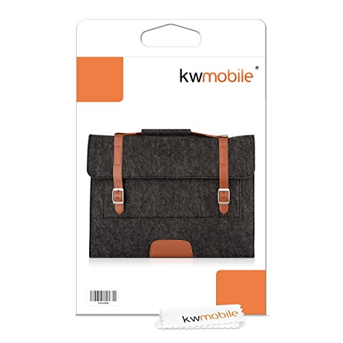 kwmobile Laptop Filz Schutzhülle für 15″ 15,6″ Laptop / Ultrabook – Notebook Tasche Schutzhülle Laptop Case Hülle mit Kunstleder in Dunkelgrau – z.B. geeignet für Apple, Samsung, Lenovo, Asus - 6