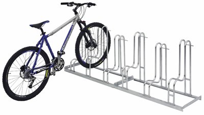 WSM Fahrradständer Bügelparker Reifenbreite bis 5,5 cm, Radabstand 35 cm, 3 Einstellplätze, verz. Stahl