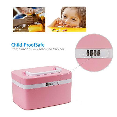 Aufbewahrungsbehälter Tragbar Beauty Case Multikoffer Transportkoffer Kosmetikkoffer FORTUNE DRAGON Aufbewahrung Organizer mit Zahlenschloss (Pink) - 2