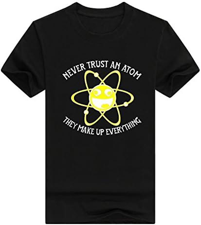 XiXiDiy Never Trust An Atom Funny STEM Science Geek Nerd Youth Short Sleeve Men's T-Shirt(XX-Large,Black)