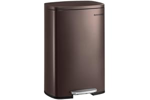 ‎SONGMICS SONGMICS kosz na śmieci kuchenny, 50 litrów, kosz na odpady, kosz na , z pokrywką, Softclose, nożny, stal, kosz wewnętrzny, brązowy LTB50BR02