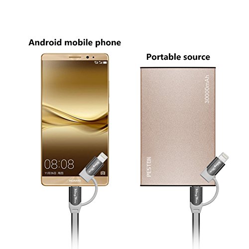 Kingyou 2 in 1 Lightning USB Kabel 1m Ladekabel USB Datenkabel geeignet für iPhone 6plus iPhone5c 5s iPad und Huawei Samsung Sony Usw Android Smartphones (Gray) - 6