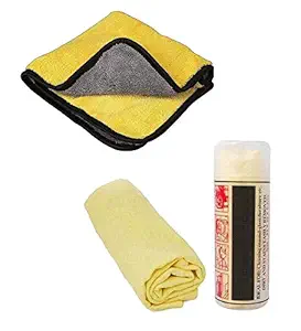 Auto Hub Heavy Dual Sided Microfiber Car Cleaning Cloths with Chamois Polishing - Assorted/1PC Each