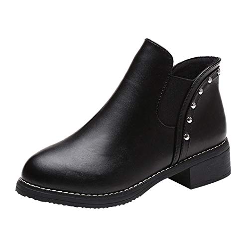 Elecenty Stivali Donna Invernali Eleganti Scarpe da donna Rivetti Scarpe piatte Martain Stivali Stivaletti in pelle Scarpe con punta rotonda
