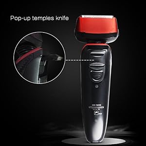 Kemei 4D Waterproof Electric Razor Reciprocating Double Head Rechargeable Intelligent Shaver Face Care Tools km-5887 Red… - Image 4