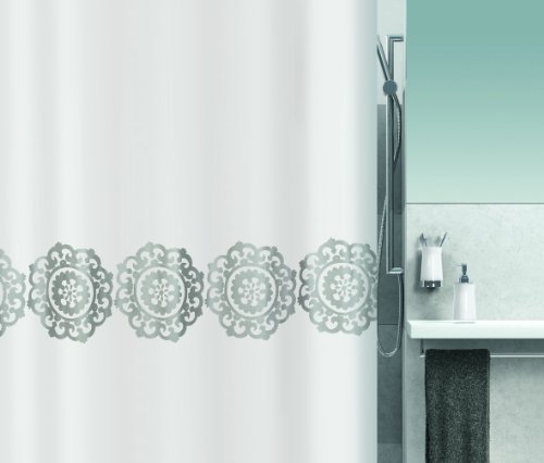 Spirella 10.16329 Textil-Duschvorhang 180 x 200 cm, Medallion Silver - 2