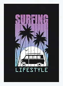 BIRDS MIND Surfing Life Style Travel Quotes Synthetic Wood Wall Hanging Framed Poster for Home Living Room Boys Girls Bedroom Wall Frames L x H 9.5 Inches x 13 Inches