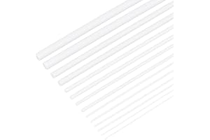 BENECREAT 48Pcs 7 Styles Round ABS Plastic Rod, Solid Acrylic Dowel Rods ABS Styrene Plastic Round Bar for DIY Model Material, Architectural Model Making, DIY Sand Table