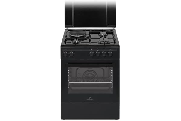 Cuisiniere mixte CONTINENTAL EDISON CECM60FCB - 3 feux gaz + 1 électrique - L59,8 x P61 xH83 cm - Noir