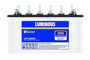 Luminous Solar LPT1240H 40 Ah Tubular Inverter Battery for Home, Office & Shop with 60 Months Warranty (White Container & Black Cover)