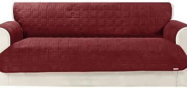SFT/ Waterproof Microsuede Burgundy Solid Mini Cube Quilting Sofa Cover