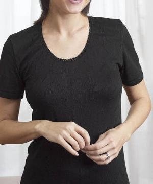 2 Women Thermal Underwear Short Sleeve Vest Black 14-16