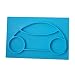 Placemat & Divided Suction Plate | Mess-Free Toddler Suction Bowl | Divided Car Plate For Babys | FDA Approved Divided Placemat For Kids | 4 Compartment Silicone Plate For Baby Led Weaning | Blue