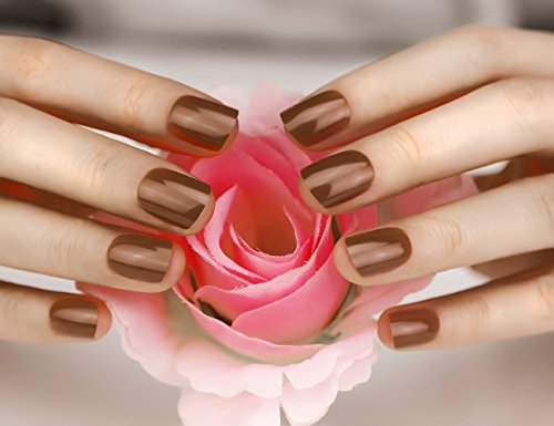 ArtPlus 3 Boxes of 24pcs Milk Coffee False Nails French Manicure Full Cover Sports Medium Length with Adhesive Tabs Pressed On and Glue Fake Nails