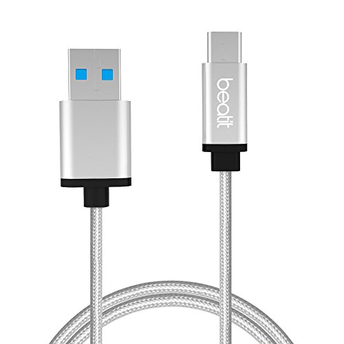 Beatit USB Typ-C Kabel–Lifetime Guarantee–Nylon Braided USB Type C Cable Quick Charge and Data Sync 3.0A Current Full Speed USB C To USB 3.0 With Reversible Connector for New Macbook pro , Nexus 6P/5X, One Plus 2/3, Nokia N1, Google ChromeBook Pixel,Huawei p9 Mate 9 pro (3.3ft Sliver)