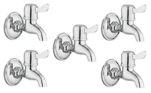 Oleanna Omcbc_set5 Magic Brass Quarter Turn Fittings Bib Cock (Silver, Chrome Finish, Pack of 5)