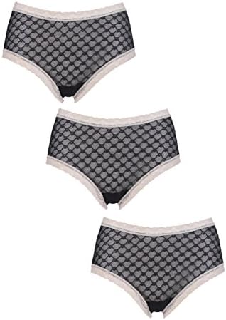 Kinky Knickers Ladies 3 Pair Black & Ivory' Diamond Daisy Classic Lace Knickers In Gift Box-Black-Medium